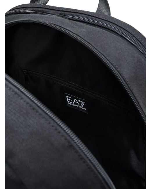 EA7 Black Logo-Print Backpack