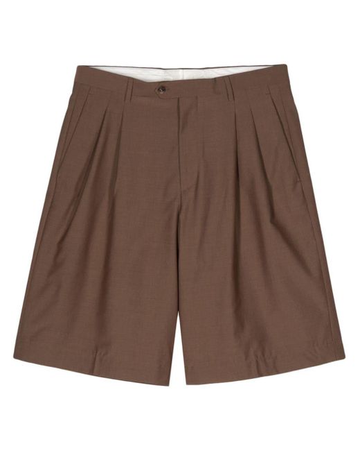 Lardini Brown Pleated Tailored Shorts for men