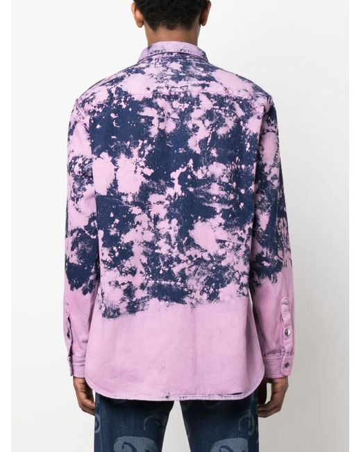 DARKPARK Purple Bleached-Effect Long-Sleeve Shirt for men