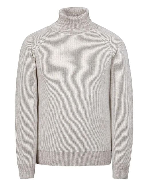 Moorer Gray Ribbed Turtleneck Sweater for men