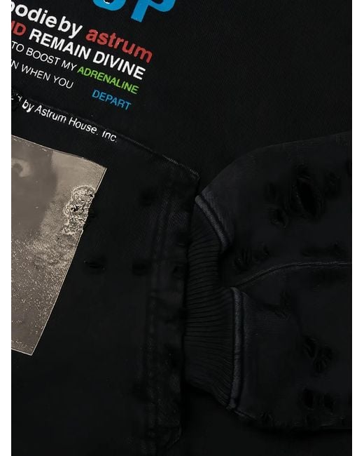 Astrum Black Tfu Graphic-Print Zip-Up Hoodie for men
