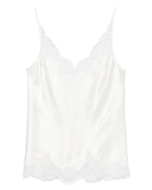 Carine Gilson White Lace-Detailed Camisole