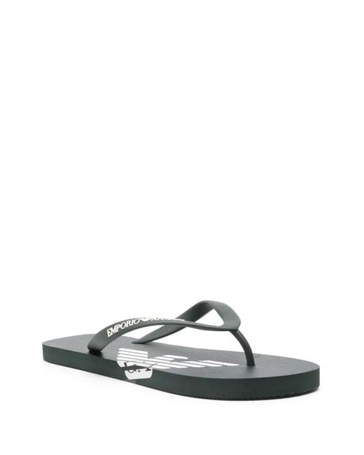 Emporio Armani Gray Logo-Print Flip Flops for men