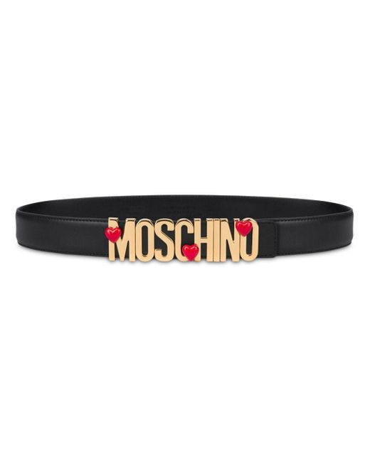 Moschino Black Logo-buckle Heart-motif Belt for men
