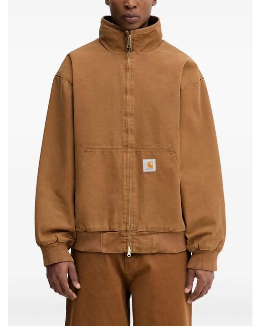 Carhartt Brown Ravon Logo-Patch Zip-Up Jacket for men