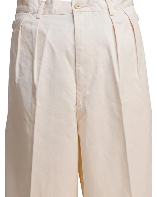 Kapital White Pleated Studded-Detail Pocketed Straight-Leg Trousers for men
