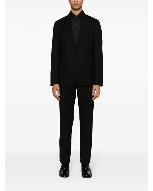 Barba Napoli Black Spread-Collar Button-Down Shirt for men