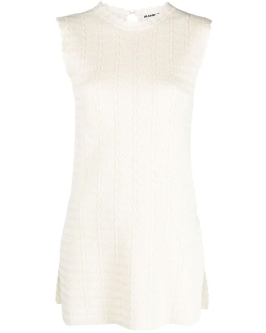Jil Sander White Sleeveless Knitted Top