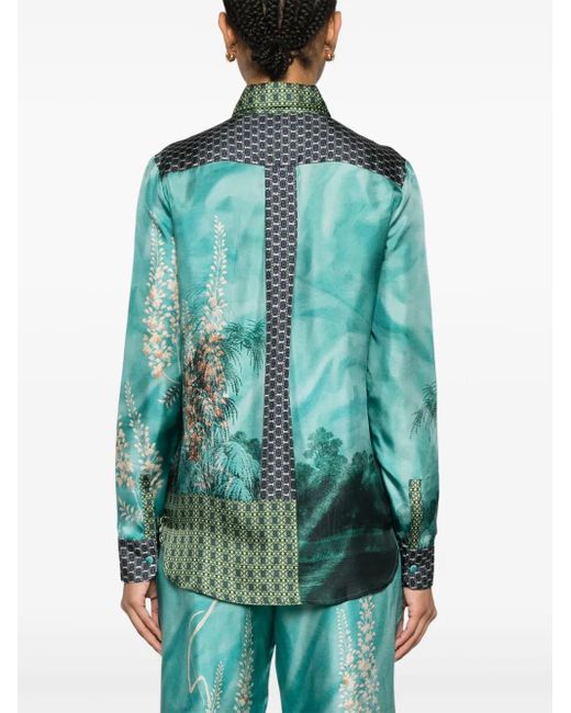 Pierre Louis Mascia Aloe シルクシャツ Green