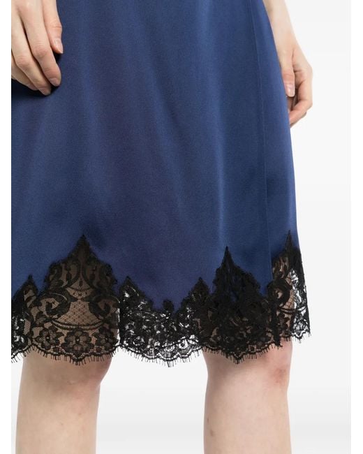 Stella McCartney Blue Lace-Trim Satin Midi Skirt