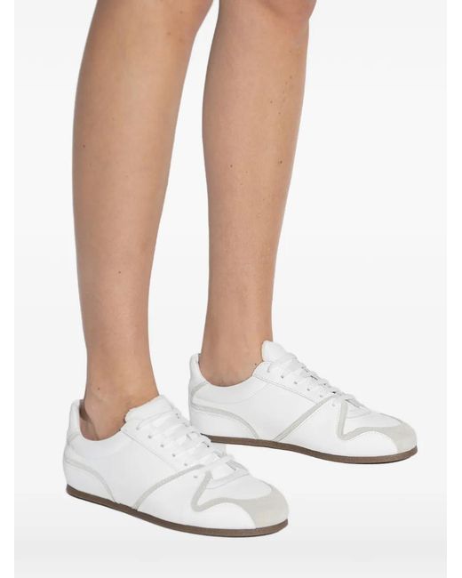 Moschino White Lace-Up Leather Sneakers