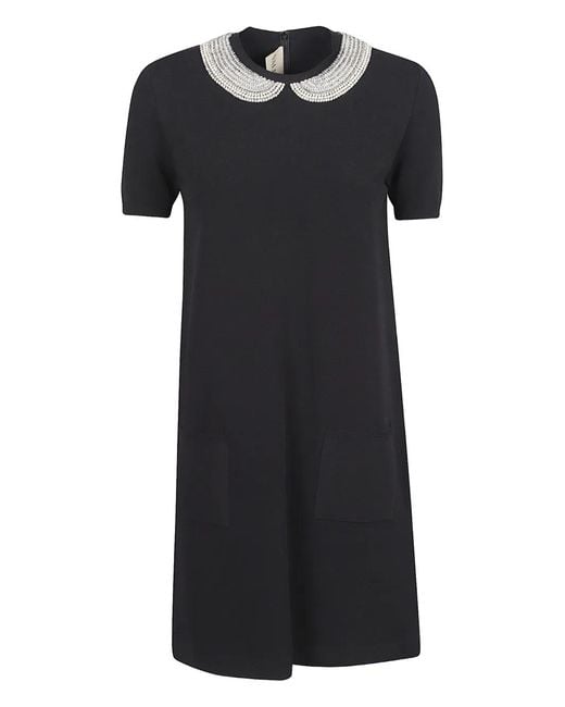 Valentino Garavani Black Embellished-Collar Dress