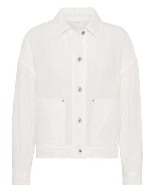 Brunello Cucinelli White Monili Organza-Jacke Mit Kettendetail