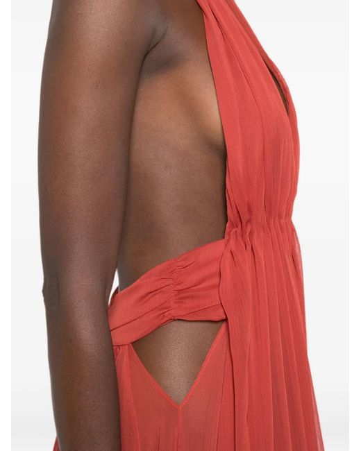 Arcina Ori Red Florence Halterneck Pleated Maxi Dress