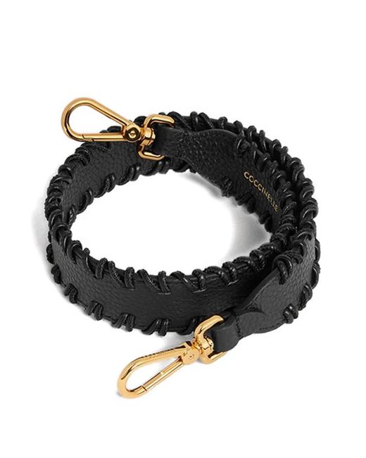 Coccinelle Black Kumi Whipstitch Leather Bag Strap