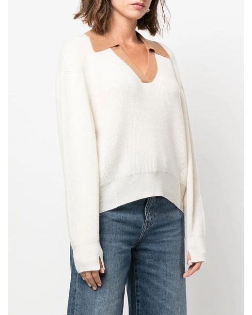 Rag & Bone White Collared Cashmere Jumper