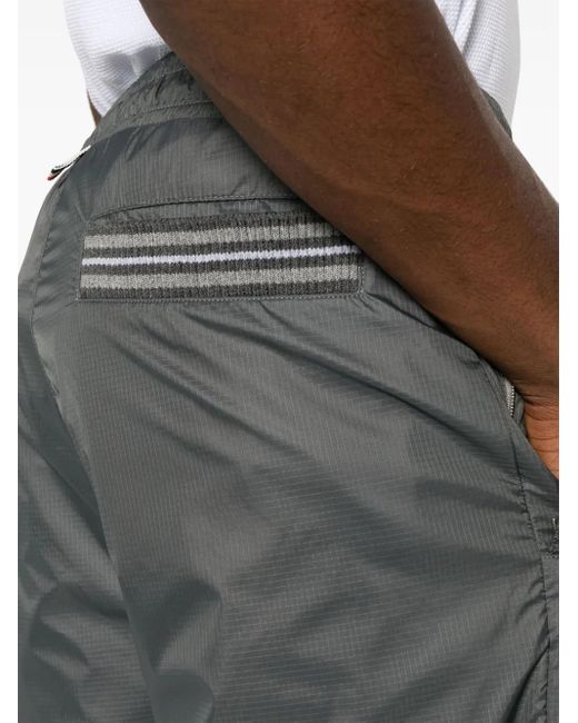 Thom Browne Gray Logo-Patch Sheer-Ripstop Track Pants for men