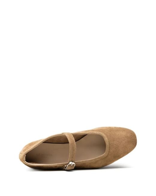 Le Monde Beryl White Buckle-Strap Ballet Flats