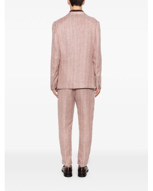 Eleventy Pink Striped-Pattern Suit for men