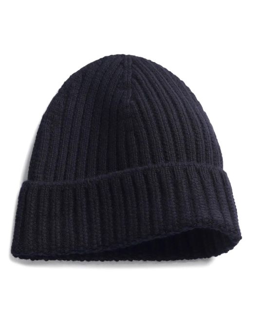 Barrie Blue Ribbed-Knit Cashmere Beanie