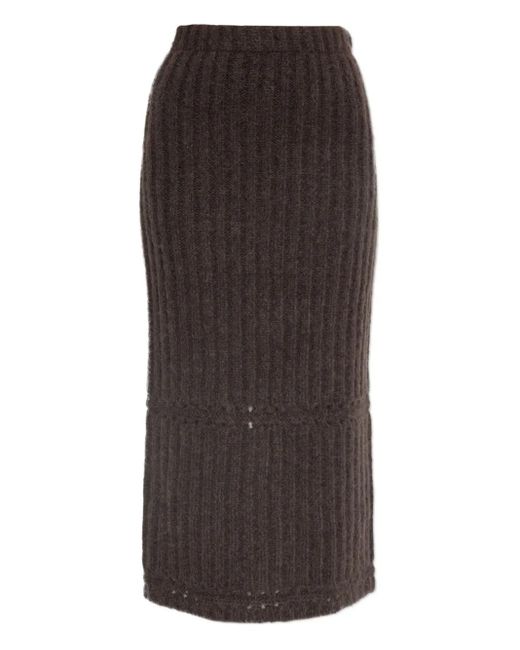 Jupe Mi-Longue À Design Côtelé By Malene Birger en coloris Brown