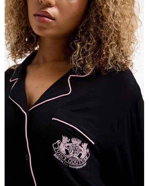 Juicy Couture Black Dog Crest Piped Pajamas