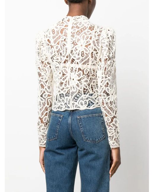 Isabel Marant Natural Spitzenoberteil Mit Langen Ärmeln