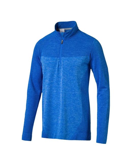 PUMA Blue Zip-Neck Sweatshirt for men