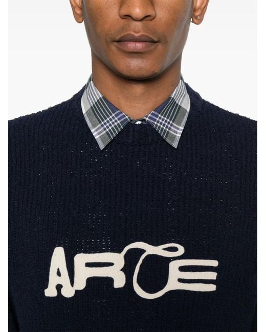Arte' Blue Logo-Embroidered Sweater for men