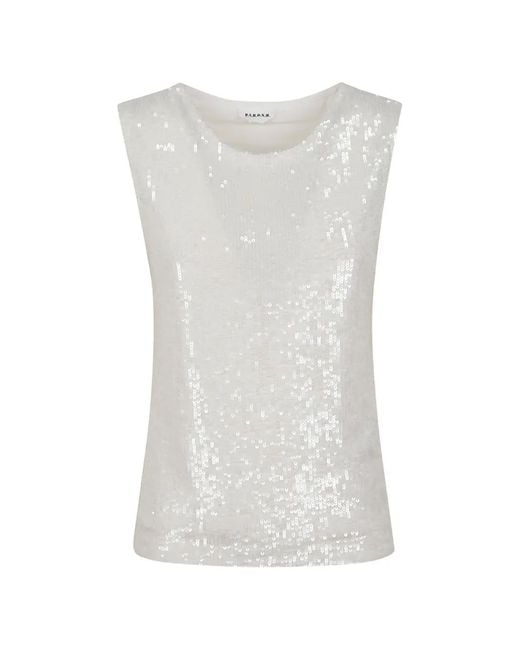 P.A.R.O.S.H. White Blouse À Design Sans Manches