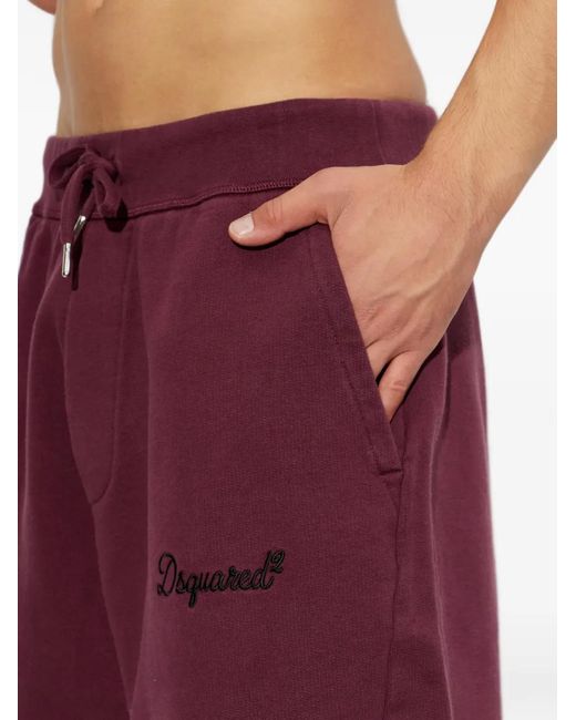 DSquared² Purple Logo-Embroidered Drawstring Shorts for men