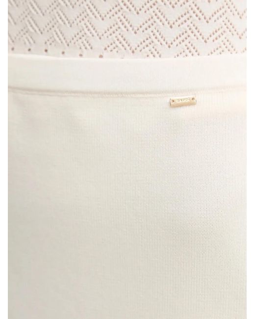 GAUDI White Pointelle-Scalloped Midi Skirt