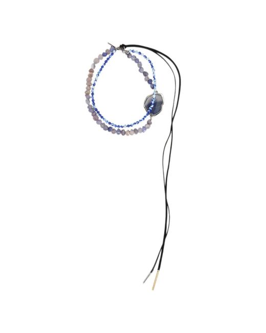 Dries Van Noten Blue Lace Stone Necklace for men