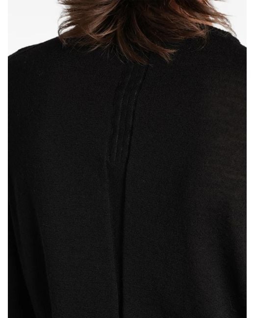 Rick Owens Black Ribbed-Trim Sweater