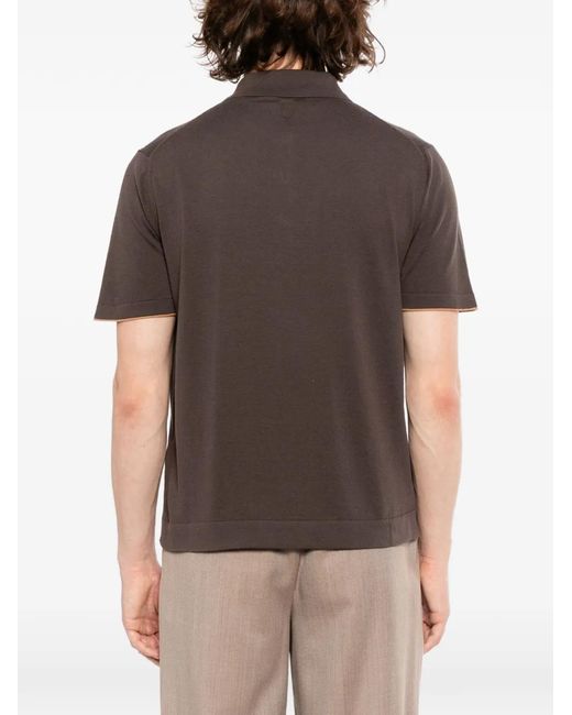 Canali Gray Knitted Polo Shirt for men