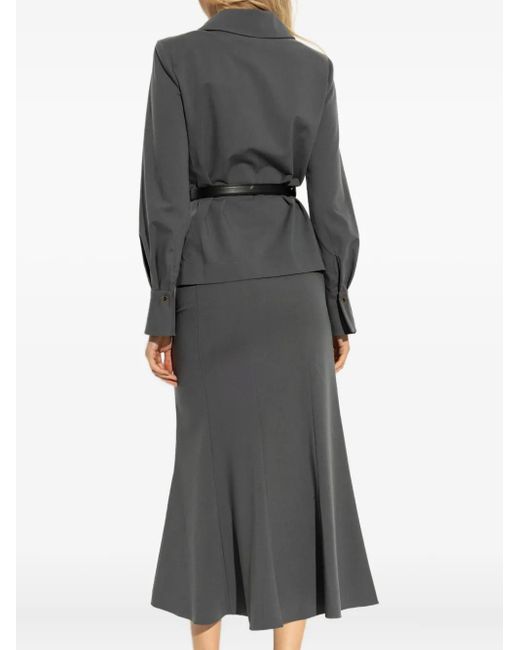 Robe Mi-Longue En Sergé Self-Portrait en coloris Gray