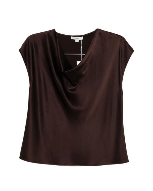 Vince Black Cowl-Neck Silk Top