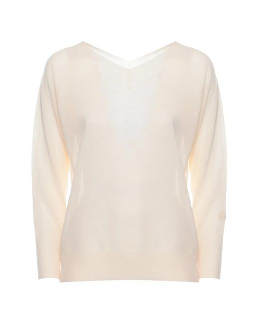 Marella White V-Neck Raglan-Sleeve Jumper