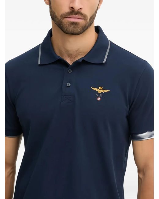 Aeronautica Militare Blue Polo À Logo Brodé for men
