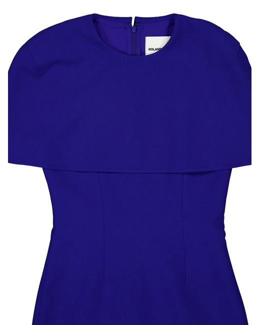 Roland Mouret Blue Robe Mi-Longue À Cape Superposée