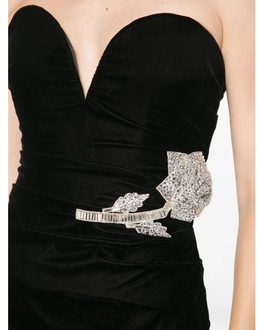 Adamaris Black Crystal-Embellished Strapless Maxi Dress