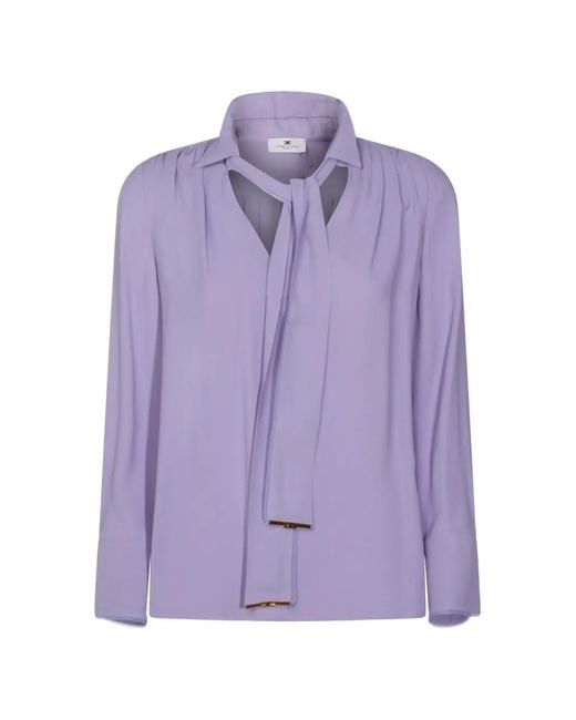 Elisabetta Franchi Purple Tie Long-Sleeve Shirt