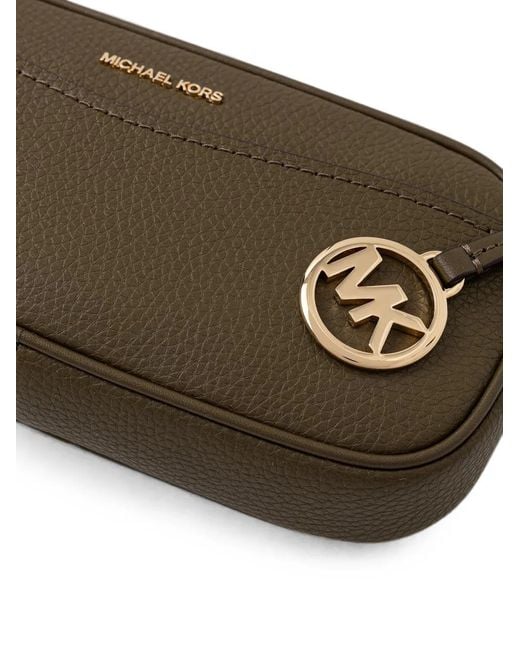 MICHAEL Michael Kors Gray Logo-Charm Pebbled Shoulder Bag