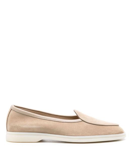 Scarosso Natural Livia Almond-toe Suede Loafers
