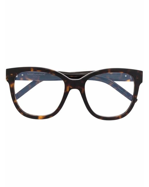 Saint Laurent Black Tortoiseshell-Effect Oversize-Frame Glasses