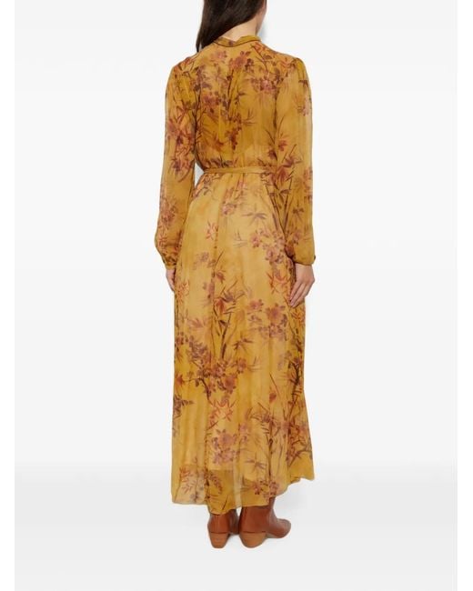 Forte_forte Metallic Botanical-Motif Tie-Neck Maxi Dress