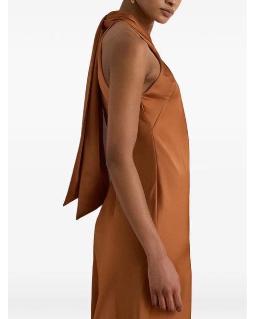 Ralph Lauren White Tie-Back Halter Midi Dress