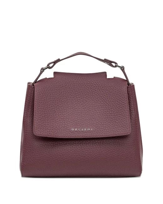 Orciani Purple Small Sveva Soft Leather Tote Bag