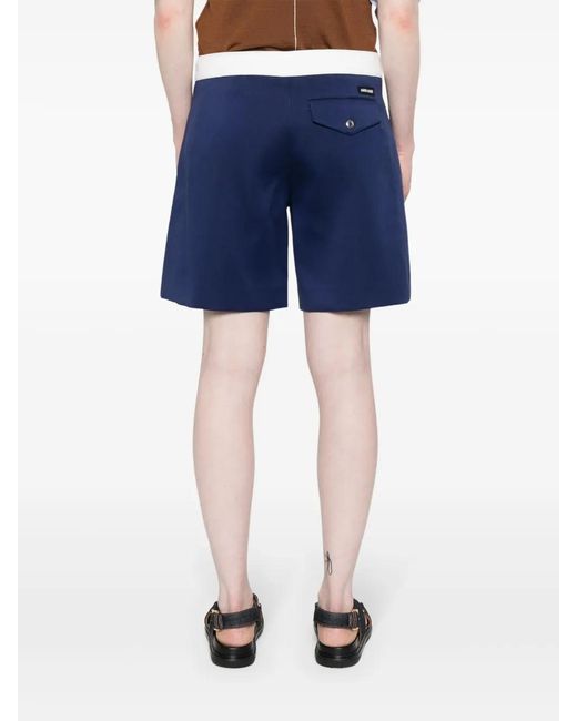 Miu Miu Blue Logo-patch Felted Shorts