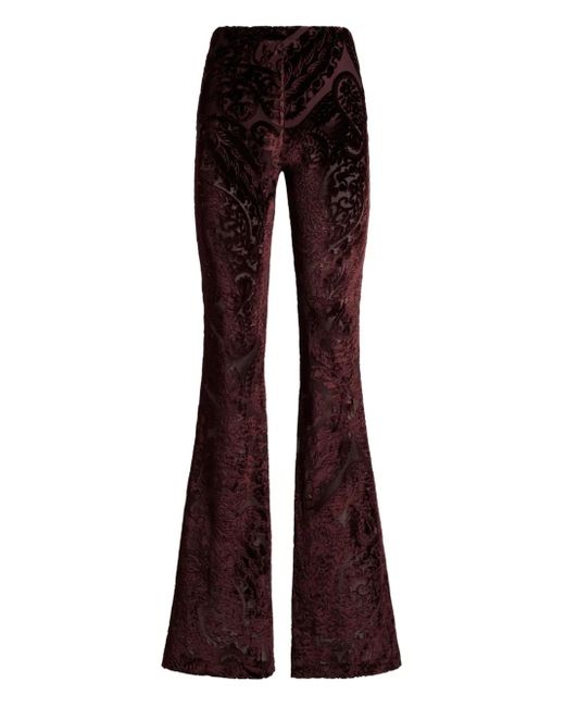 Etro Purple Flared Trousers With Jacquard Effect